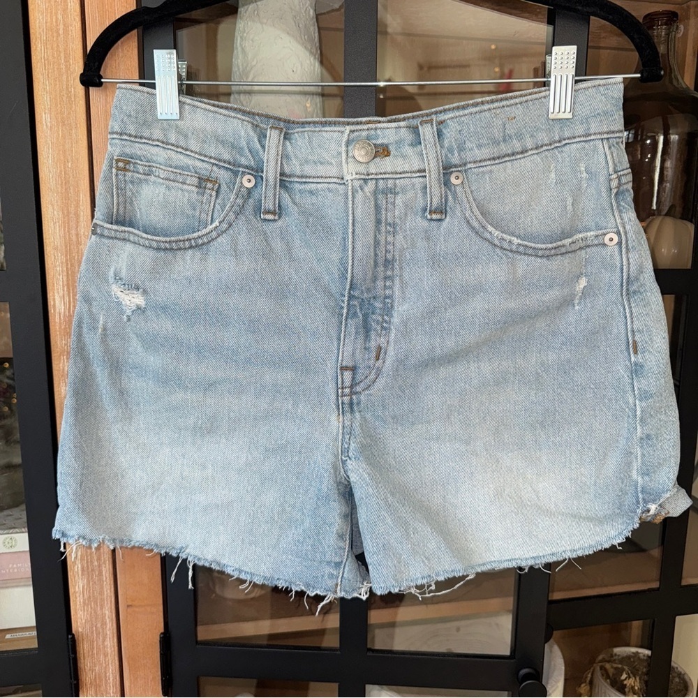 Madewell High Rise denim shorts cutoff byers wash momjean frayed hem light - Picture 1 of 6